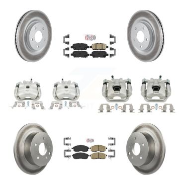 Front Rear Disc Brake Caliper Coated Rotors And Ceramic Pads Kit (10Pc) For Nissan Juke KCG-102569N