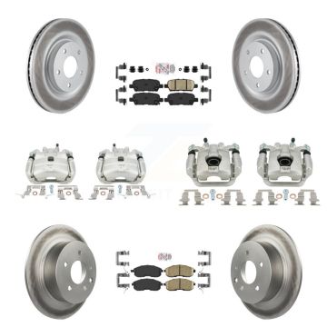 Front Rear Disc Brake Caliper Coated Rotors And Ceramic Pads Kit (10Pc) For Nissan Juke KCG-102571N