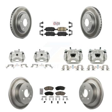 Front Rear Disc Brake Caliper Coated Rotors And Ceramic Pad Kit (10Pc) For Nissan Sentra KCG-102573N