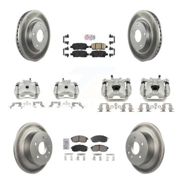 Front Rear Disc Brake Caliper Coated Rotors And Ceramic Pad Kit (10Pc) For Nissan Sentra KCG-102574N