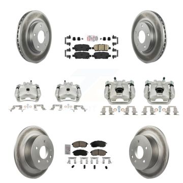 Front Rear Disc Brake Caliper Coated Rotors And Ceramic Pad Kit (10Pc) For Nissan Sentra KCG-102575N