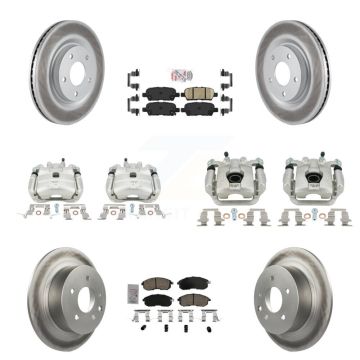Front Rear Disc Brake Caliper Coated Rotors And Ceramic Pad Kit (10Pc) For Nissan Sentra KCG-102577N