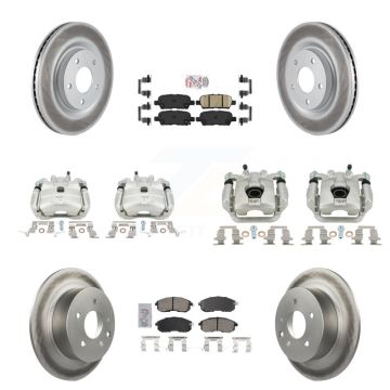 Front Rear Disc Brake Caliper Coated Rotors And Ceramic Pad Kit (10Pc) For Nissan Sentra KCG-102578N