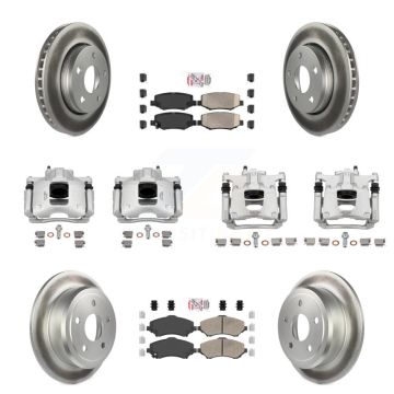 Front Rear Disc Brake Caliper Coated Rotors And Ceramic Pad Kit (10Pc) For Jeep Wrangler KCG-102585N