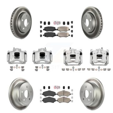 Front Rear Disc Brake Caliper Coated Rotors And Ceramic Pad Kit (10Pc) For Jeep Wrangler KCG-102587N