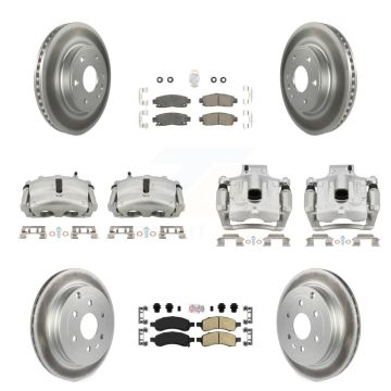Front Rear Brake Caliper Coat Rotors Ceramic Pad Kit (10Pc) For GMC Acadia Buick Enclave KCG-102592N