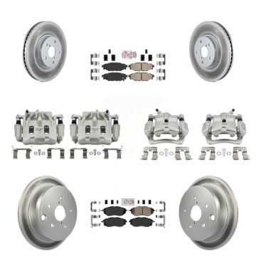 Front Rear Disc Brake Caliper Coated Rotors And Ceramic Pads Kit (10Pc) For Subaru WRX KCG-102601N