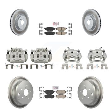 Front Rear Disc Brake Caliper Coated Rotors And Ceramic Pads Kit (10Pc) For Subaru WRX KCG-102604N