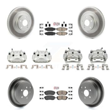 Front Rear Brake Caliper Coat Rotor & Ceramic Pad Kit (10Pc) For Subaru Forester Impreza KCG-102607N