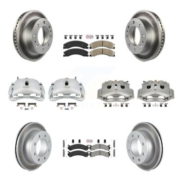 Front Rear Disc Brake Caliper Coated Rotors And Ameribrakes Pads Kit (10Pc) For KCG-102620N