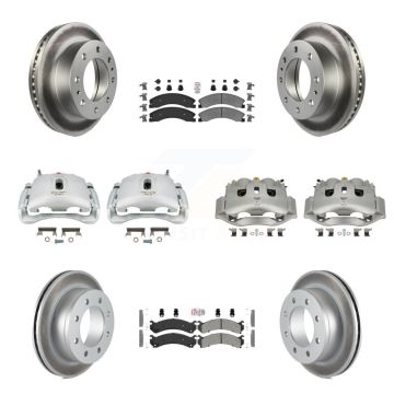 Front Rear Disc Brake Caliper Coated Rotors And Semi-Metallic Pads Kit (10Pc) For KCG-102623N