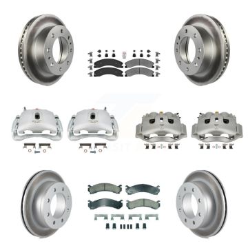 Front Rear Disc Brake Caliper Coated Rotors And Ameribrakes Pads Kit (10Pc) For KCG-102625N