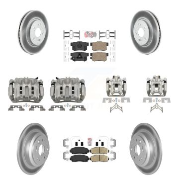 Front Rear Disc Brake Caliper Coat Rotors And Ceramic Pad Kit (10Pc) For Honda Crosstour KCG-102635N