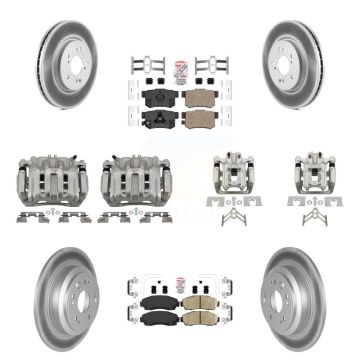Front Rear Disc Brake Caliper Coat Rotors And Ceramic Pad Kit (10Pc) For Honda Crosstour KCG-102637N