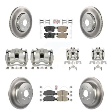 Front Rear Disc Brake Caliper Coat Rotors Ceramic Pad Kit (10Pc) For 2016-2018 Acura RDX KCG-102643N