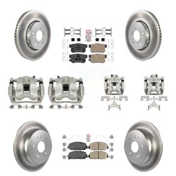 Front Rear Disc Brake Caliper Coat Rotors Ceramic Pad Kit (10Pc) For 2016-2018 Acura RDX KCG-102645N