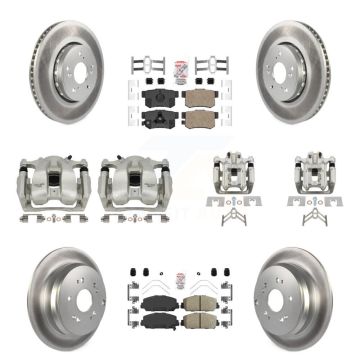 Front Rear Disc Brake Caliper Coat Rotors Ceramic Pad Kit (10Pc) For 2016-2018 Acura RDX KCG-102646N