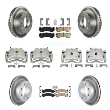 Front Rear Brake Caliper Coat Rotor Ceramic Pad Kit (10Pc) For GMC Chevrolet Sierra 2500 KCG-102656N