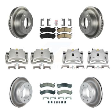 Front Rear Brake Caliper Coat Rotor Ceramic Pad Kit (10Pc) For GMC Chevrolet Sierra 2500 KCG-102657N