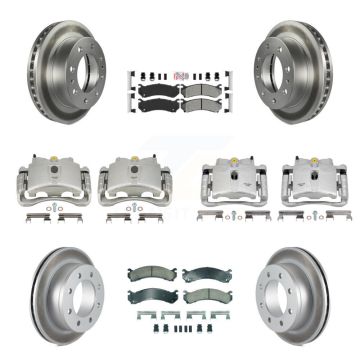 Front Rear Brake Caliper Coat Rotors Ameribrakes Pad Kit (10Pc) For GMC Chevrolet Sierra KCG-102660N