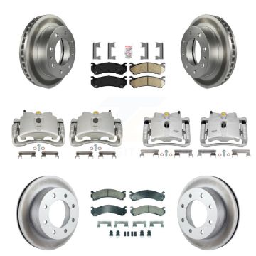 Front Rear Brake Caliper Coat Rotor Ceramic Pad Kit (10Pc) For GMC Chevrolet Sierra 2500 KCG-102663N