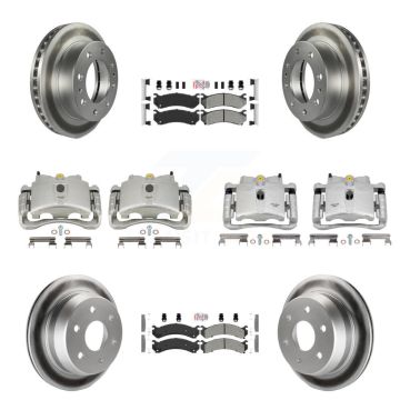 Front Rear Brake Caliper Coat Rotor Semi-Metallic Pad Kit (10Pc) For Chevrolet Silverado KCG-102670N