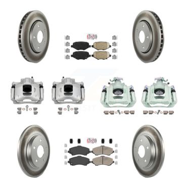 Front Rear Disc Brake Caliper Coated Rotors And Ceramic Pads Kit (10Pc) For Ram C/V KCG-102677N