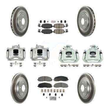 Front Rear Disc Brake Caliper Coated Rotors And Ameribrakes Pads Kit (10Pc) For Ram C/V KCG-102684N