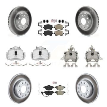 Front Rear Brake Caliper Coat Rotor And Ameribrakes Pad Kit (10Pc) For Volkswagen Rabbit KCG-102690N