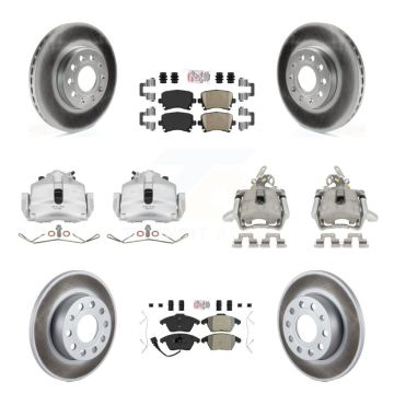 Front Rear Brake Caliper Coat Rotor And Ameribrakes Pad Kit (10Pc) For Volkswagen Rabbit KCG-102691N