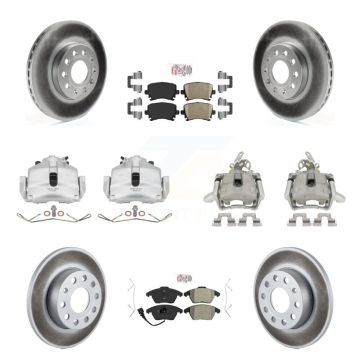Front Rear Brake Caliper Coat Rotor And Ameribrakes Pad Kit (10Pc) For Volkswagen Rabbit KCG-102692N