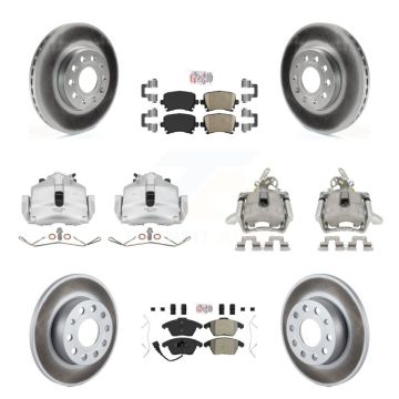 Front Rear Brake Caliper Coat Rotor And Ameribrakes Pad Kit (10Pc) For Volkswagen Rabbit KCG-102693N