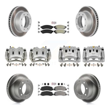 Front Rear Brake Caliper Coat Rotors & Semi-Metallic Pad Kit (10Pc) For Ford F-250 Super KCG-102700N