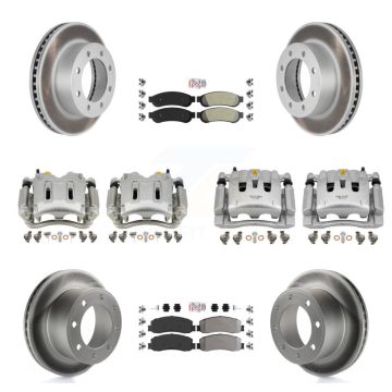 Front Rear Brake Caliper Coat Rotors & Semi-Metallic Pad Kit (10Pc) For Ford F-350 Super KCG-102701N