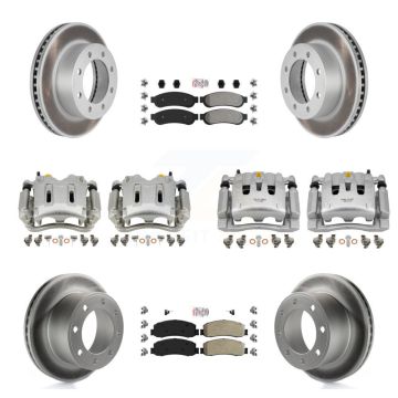 Front Rear Brake Caliper Coat Rotors & Semi-Metallic Pad Kit (10Pc) For Ford F-250 Super KCG-102703N