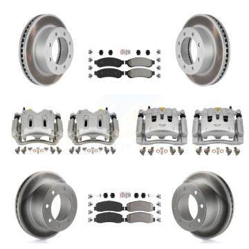 Front Rear Brake Caliper Coat Rotors & Semi-Metallic Pad Kit (10Pc) For Ford F-350 Super KCG-102705N