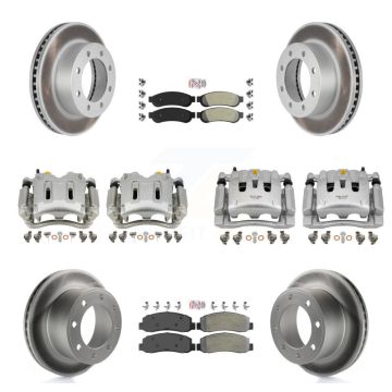 Front Rear Disc Brake Caliper Coated Rotors And Semi-Metallic Pads Kit (10Pc) For KCG-102706N