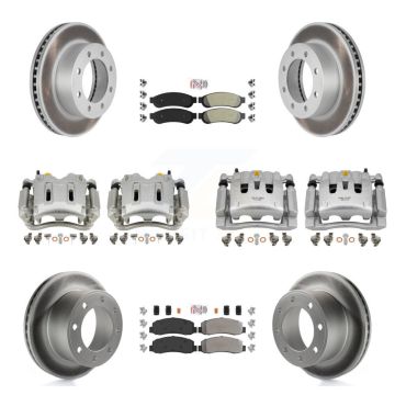 Front Rear Disc Brake Caliper Coated Rotors And Semi-Metallic Pads Kit (10Pc) For KCG-102707N