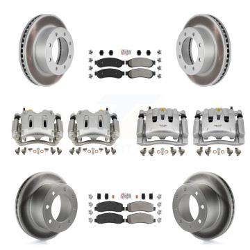 Front Rear Disc Brake Caliper Coated Rotors And Semi-Metallic Pads Kit (10Pc) For KCG-102709N