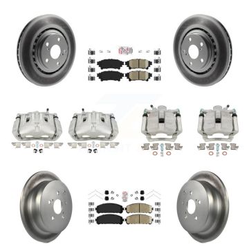 Front Rear Brake Caliper Coat Rotors Ceramic Pad Kit (10Pc) For Toyota Sienna Highlander KCG-102712N