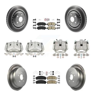 Front Rear Disc Brake Caliper Coat Rotors & Ceramic Pad Kit (10Pc) For Toyota Highlander KCG-102714N