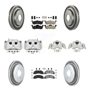 Front Rear Brake Caliper Coat Rotor And Semi-Metallic Pad Kit (10Pc) For Ford Expedition KCG-102716N