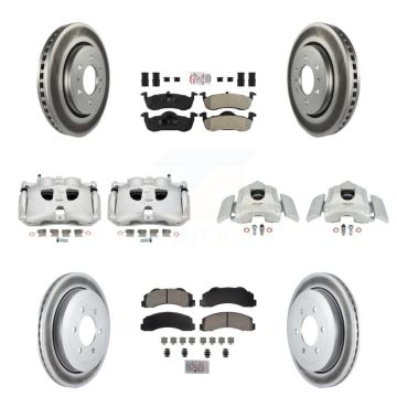 Front Rear Disc Brake Caliper Coat Rotors Ameribrakes Pad Kit (10Pc) For Ford Expedition KCG-102718N
