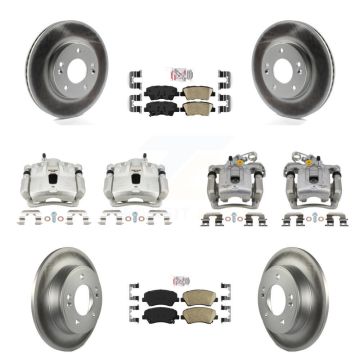 Front Rear Disc Brake Caliper Coat Rotors And Ceramic Pad Kit (10Pc) For Hyundai Elantra KCG-102720N