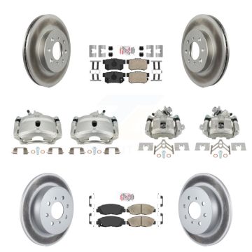 Front Rear Disc Brake Caliper Coated Rotors And Ceramic Pads Kit (10Pc) For Honda Civic KCG-102727N