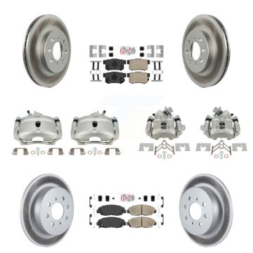 Front Rear Disc Brake Caliper Coated Rotors And Ceramic Pads Kit (10Pc) For Honda Civic KCG-102728N