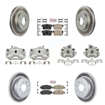 Front Rear Disc Brake Caliper Coated Rotors And Ceramic Pads Kit (10Pc) For Honda Civic KCG-102729N