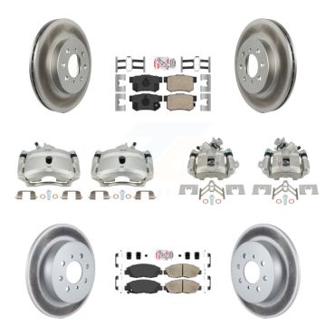 Front Rear Disc Brake Caliper Coated Rotors And Ceramic Pads Kit (10Pc) For Honda Civic KCG-102730N