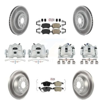 Front Rear Brake Caliper Coat Rotor And Ameribrakes Pad Kit (10Pc) For Volkswagen Tiguan KCG-102731N