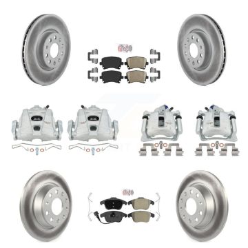 Front Rear Brake Caliper Coat Rotor And Ameribrakes Pad Kit (10Pc) For Volkswagen Tiguan KCG-102732N